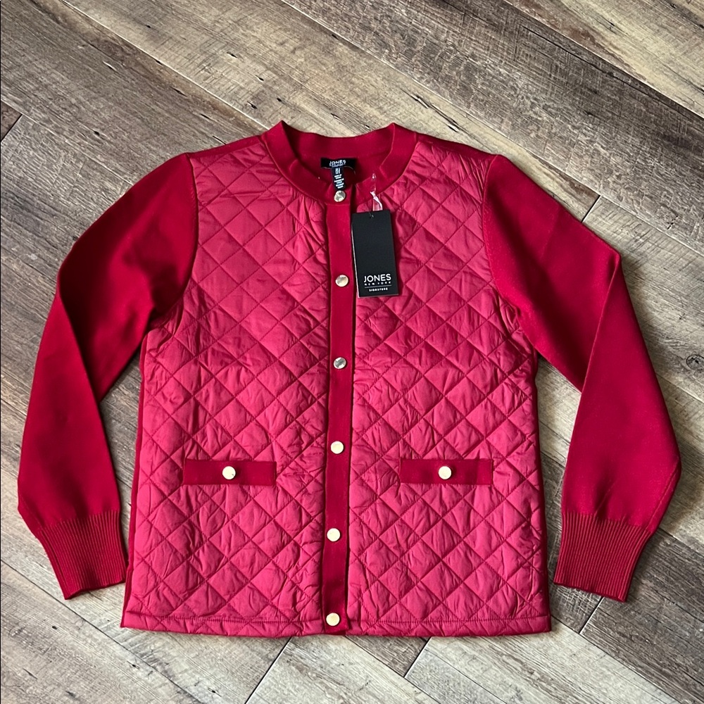 Jones New York Signature Women's Scarlet Quilted Jacket NWT small